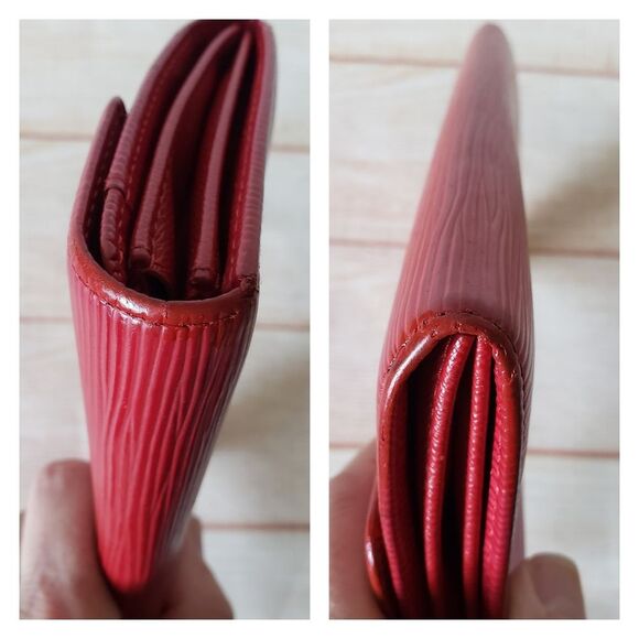 Authentic Louis Vuitton Epi Sarah Long Wallet Red Rouge Portefeuille Leather - Picture 8 of 16